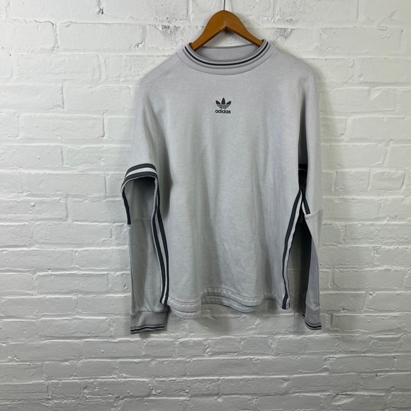 adidas Other - Adidas Men's Crew Neck Striped Pullover Sweatshirt Long Sleeve Gray Size M